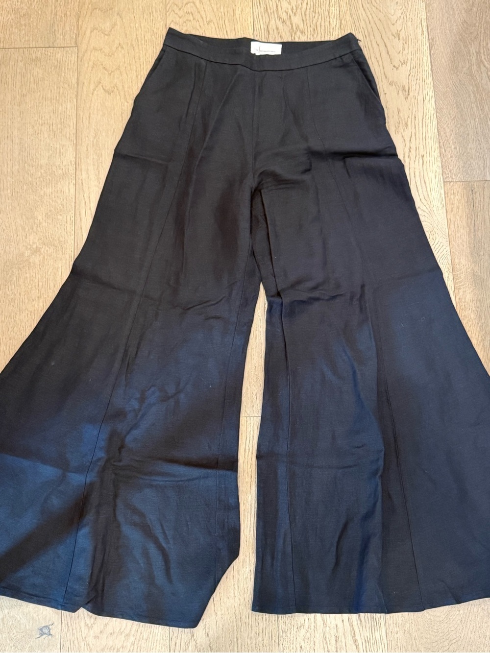 Anthropologie Black Wide-Leg Linen Blend Pants